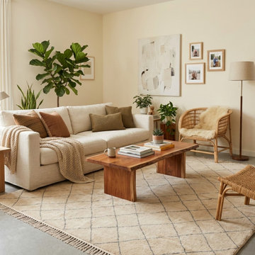 Hand-Knotted Ivory Diamond Geometric pattern Rugs