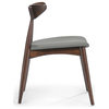 GDF Studio Issaic Mid Century Design Wood Dining Chairs, Set of 2, Light Gray/Walnut