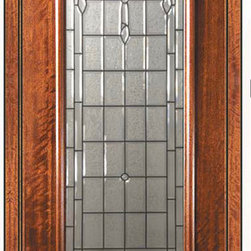 Prehung Single Door 96 Wood Mahogany Palacio 1 Panel 3/4 Lite Glass - Front Doors