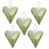 Luxe Metallic Silver Heart Ornament Set 5 Love Romantic 13 in Metallic Hanging