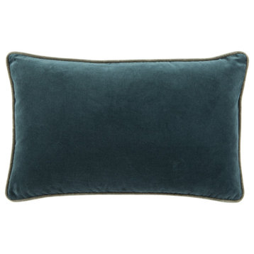 Jaipur Living Lyla Solid Teal/Cream Down Lumbar Pillow