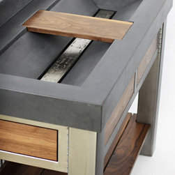 Concrete sink and brushed steel vanity - Bathroom Sinks
