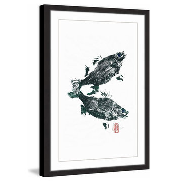 "Fish Reflection" Framed Painting Print, 12"x18"