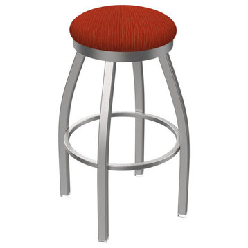 802 Misha 25 Swivel Counter Stool with Stainless Finish and Graph Poppy Seat