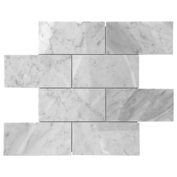 Saint Birch 2" x 4" Modern Natural Stone Mosaic Tiles in White (Pack of 10)