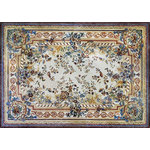 Mozaico - Huge Floral Mosaic Rugs, 107"x154" - A magnificent floral stone mosaic art fully hand made by our professional artist. Floor inlay rug that is durable and everlasting that goes along with your marble flooring or with any other type of flooring.