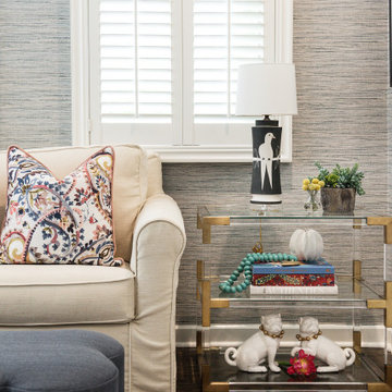 Grasscloth Wallcovering in a Guest Room in a Historic Home