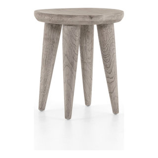 Zuri Round Outdoor End Table, Grey - Midcentury - Outdoor Side Tables ...