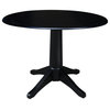 Classic Dining Table, 4 Legged Pedestal Base With Round Top, Black