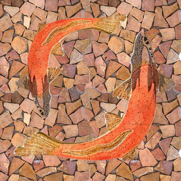 Chinook salmon Sedona Red sliced pebble, rock, and stone shower floors