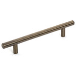 Diversa Hardware - Antique Brass European Cabinet Bar Pull, 5" (128mm) Hole Spacing - The Diversa 4001-128-AB is a solid steel European bar pull with 5" (128mm) hole spacing, from the Diversa Hardware 4001 Series. This solid cabinet pull is perfect for high-traffic areas like kitchens and bathrooms, and is exceptionally sturdy and durable. The Diversa 4001-128-AB features a solid Euro bar with subtle beveled edges, making it comfortable to the touch. The classic antique brass finish is perfect for transitional, traditional, contemporary, and other home designs. This European cabinet bar pull also includes two screw lengths, which makes it suitable for almost all applications.