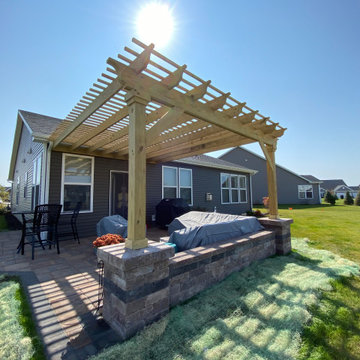 Belgard Patio with Attached Pressure Treated Pergola in Bolingbrook, IL
