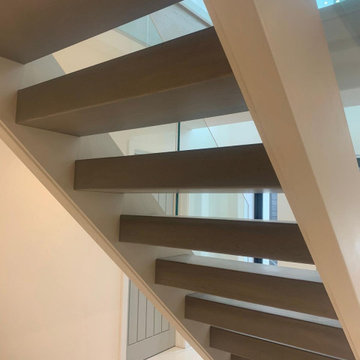 New Grey & White Staircase | Frameless Glass & Box Treads | Essex