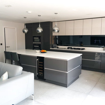 Slate Grey & White Quartz Worktop German Kitchen