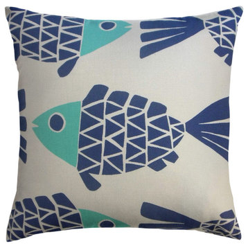 The Pillow Collection Blue Thames Throw Pillow, 26"