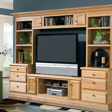 Natural Oak Entertainment Center Cabinets
