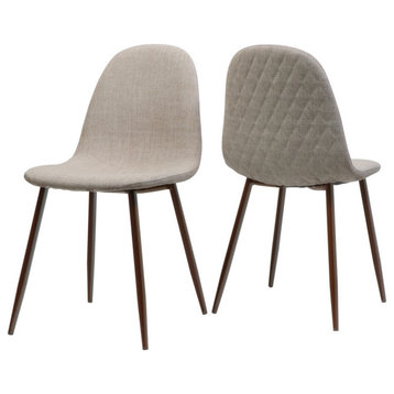 GDF Studio Camden Fabric Dining Chairs With Wood Finished Legs, Set of 2, Wheat/Dark Walnut