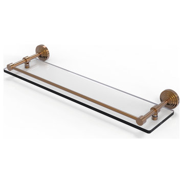 Waverly Place 22" Tempered Glass Shelf with Gallery Rail, Brushed Bronze