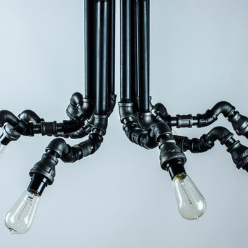 Industrial Chandelier : 8 light drop