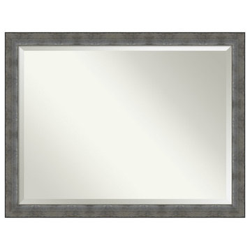 Forged Pewter Beveled Wood Wall Mirror 44 x 34 in.