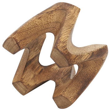 Wood Napkin Rings With W Design (Set of 4), Brown