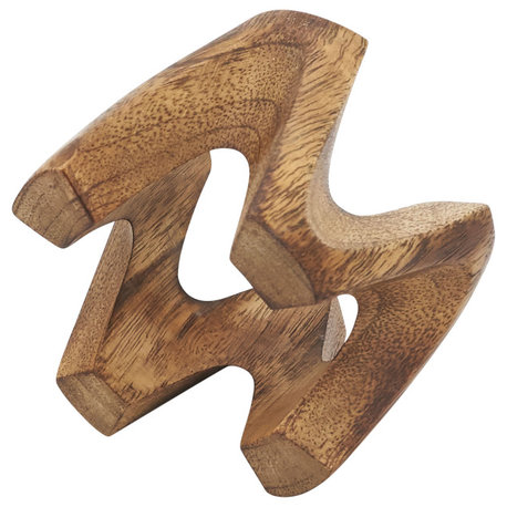 Wood Napkin Rings With W Design (Set of 4), Brown