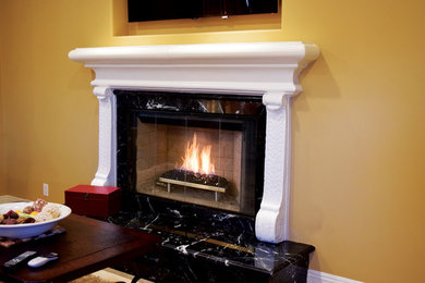Stone fireplace and mantel in Implerial Beach