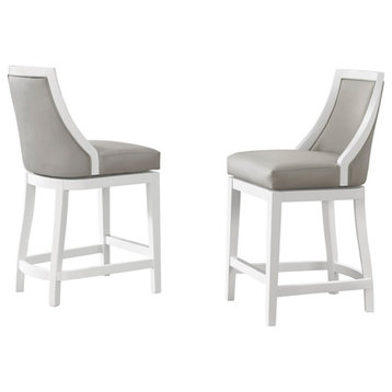 Ellie Bar Stool With Back, Set of 2, White, Counter Height