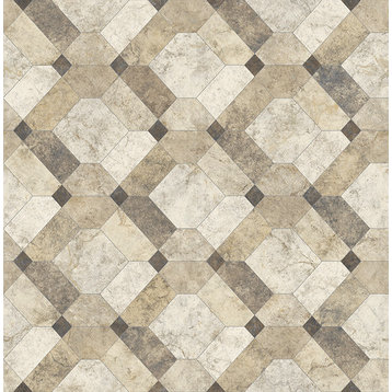 Faux Marble Geometric Wallpaper, Beige, Bolt