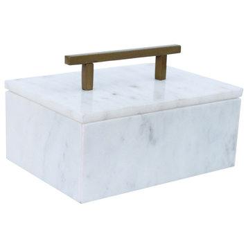 Brass Decorative Box, White