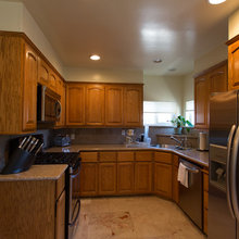 Kitchen cabinet repaint - before and after
