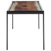 Live Edge Contemporary Table, Black Steel With Printed Glass Top