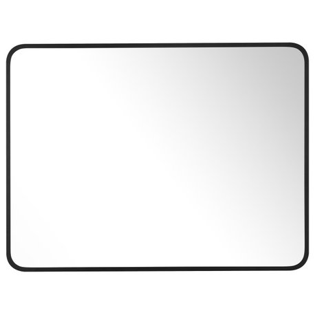 Rounded Rectangular Metal Framed Bathroom Vanity Mirror, 30"x40"