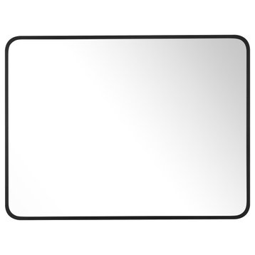 Rounded Rectangular Metal Framed Bathroom Vanity Mirror, 30"x40"