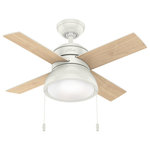 Hunter Fan Company - Hunter Fan Company 36" Loki Ceiling Fan With Light Kit, Fresh White - Brighten up small rooms with the Loki ceiling fan. Available in three finishes with reversible blade finishes, you can customize the look of this small ceiling fan in your guest bedrooms, home offices, nurseries, and keeping rooms. The included pull chains make it easy to control the LED light and the three fan speeds. Featuring the WhisperWind motor, you'll get the cooling power you need with whisper-quiet performance you expect.