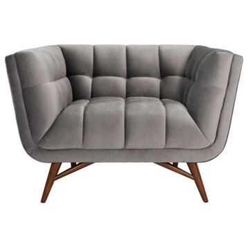 Safavieh Couture Onyx Mid-Century Tufted Club Chair Dark Grey