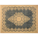 Bareens Designer Rugs - Vintage Dianna Gray/Beige Wool Rug - 7'6'' x 10'1'' - A mesmerizing addition to any decor, this brand-new hand knotted vintage wool rug featuring vibrant colors and a traditional design is made by skilled artisans capable of creating the most exceptional Persian knotted rugs. Harnessing the natural energy of the sun, each rug is organically neutralized from its original color, distressed and then saturated in an infusion of a bold vibrant color pallet to give it a fresh perspective and modern appeal. This masterpiece draws its inspiration from traditional and timeless rug designs, which provides both harmony and contrast bringing a phenomenal twist in any decor. An intricate design and exquisite coloration make this wool rug a standout piece for any room.