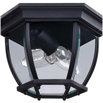 Canarm IOL60 Foyer 2 Light 6-7/8"W Outdoor Flush Mount Ceiling - Black