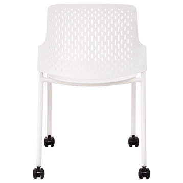 Next Stack Chairs(4) with Casters in White - 22"L x 22"W x 32.875"H