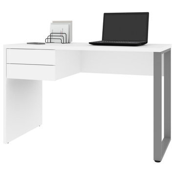 Bestar Solay 48W Small Table Desk With U-Shaped Metal Leg In White