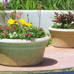 Concrete Low Bowl Pottery - Outdoor Pots And Planters