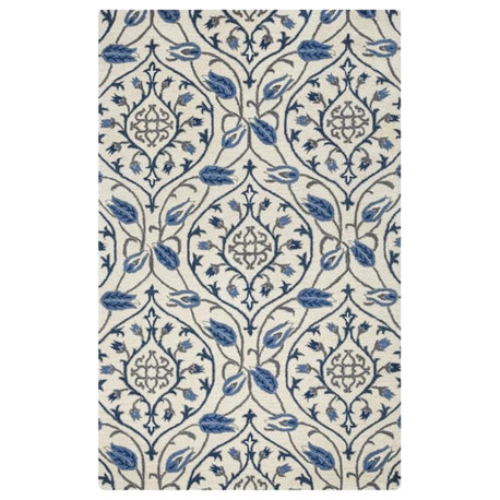 Alora Decor Liberty 5' x 8' Ornamental Ivory/Blue/Gray/Navy Hand-Tufted Area Rug