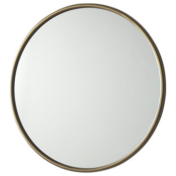 Piper Gold Metal Frame Round Mirror, 36"