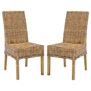 Safavieh Sanibel 18"H Rattan Side Chairs, Brown, Set of 2