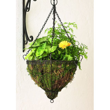 Elegant French Wire Ornate Hanging Basket Plant Flower Outdoor Holder Metal