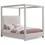 Meridian Furniture - Eden Boucle Fabric Upholstered Bed, Cream, Queen - Experience the epitome of luxury and serenity with the Eden Boucle Fabric Canopy Bed, a majestic haven that elevates your bedroom into a royal chamber. Wrapped in a rich cream boucle fabric, this captivating bed exudes timeless elegance and invites you to indulge in restful nights and dreamy mornings. The airy canopy, draped in the same luxurious black boucle fabric, creates a sense of intimacy and seclusion, transforming your sleeping space into a private sanctuary. Imagine reading a captivating book or enjoying a late-night conversation under the soft glow of string lights draped across the canopy, creating a truly magical atmosphere.