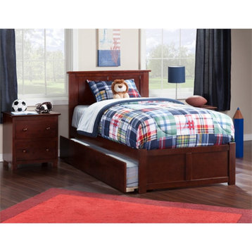 AFI Madison Twin XL Solid Wood Bed with Twin XL Trundle in Walnut