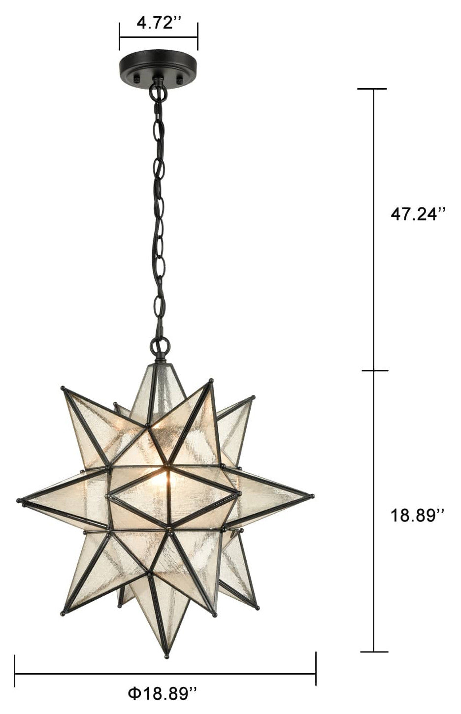 Moravian Star Pendant Chandelier Seeded Glass Black Light 19 Inches ...
