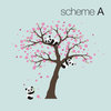Panda and Cherry Blossom Tree Wall Decal, Scheme A