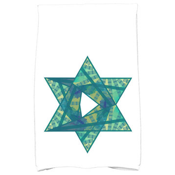 Star Mosaic Holiday Geometric Print Kitchen Towel, Teal